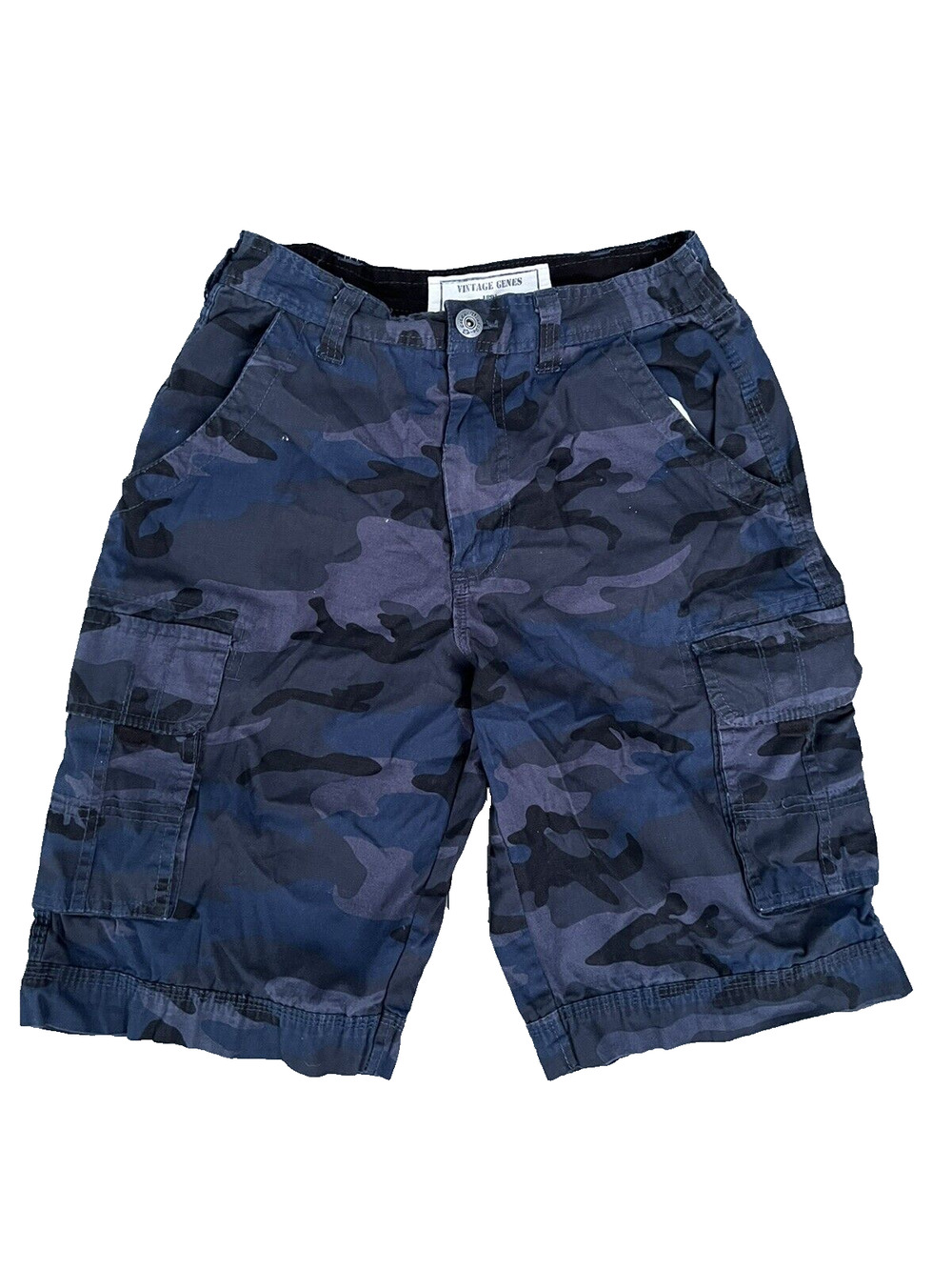 Vintage Genes Mens Blue Camouflage Outdoor Hiking Shorts size 30 A000324